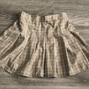 Streetwear Society Beige Plaid Skater Skirt